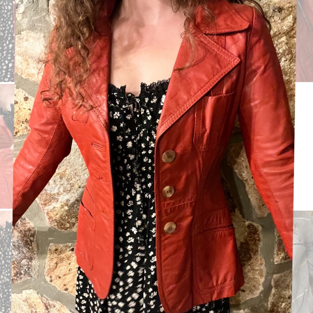 Vintage Burnt orange / red genuine leather jacket